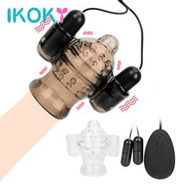 IKOKY Glans Trainer Massage sexy Toys For Men Delay Ejaculation Penis Head Vibrator Male Masturbator 20 Speed Cock Ring