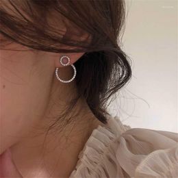 Micro Pave Zircon Front And Back Circle Stud Earrings For Women 2022 Jewelry Delicate Earings Wholesale Dangle & Chandelier
