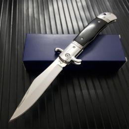 9 Inch Horizontal Automatic Tactical Folding Knife 60HRC D2 Blade Ebony Wood Handle Tactical Camping Hunting Pocket Knives EDC AK47 Tools