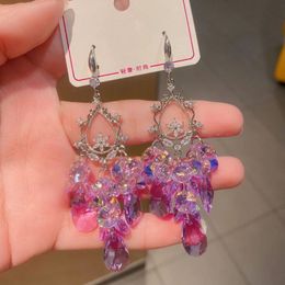 2022 Dangle & Chandelier Crystal temperament online celebrity luxurious atmosphere Colourful crystal earrings