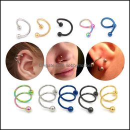 1 Piece Punk Stainless Steel Spiral Twister Barbell Earrings Screw Ball Piercing Ear Cartilage Helix Rings Cuff Chain Jewellery Nose Fashion D