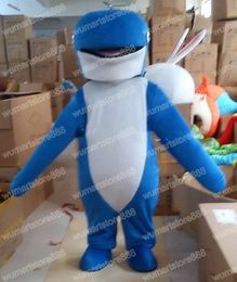 Halloween Blue Whale Mascot Costume High quality Christmas Fancy Party Dress Cartoon Character Suit Carnival Unisex Adults Outfit