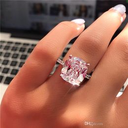 -2021 New Beautiful Vecalon Fine Promise Ring 925 Sterling Silver Cushion Cut 7mm Diamonds CZ Engagement Bands de bandes de mariage pour WOM275V