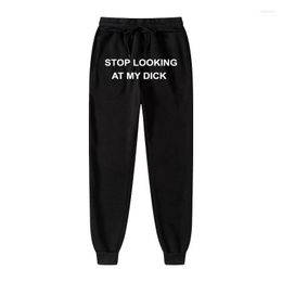 Men's Pants Men Women Joggers Sweat Stop Looking At My Dick Sweatpants Hip Hop Print High Waist Trousers Streetwear HippieMen's Drak22