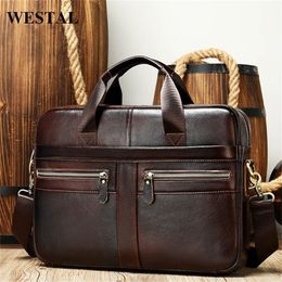 WESTAL mens briefcases mens bags genuine leather lawyeroffice bag for men laptop bag leather briefcases bag for documents 209 201123