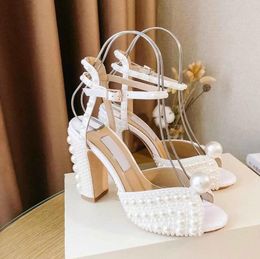 SACARIA Platform Sandals Shoes All-Over Pearl Embellishment Women Sacora Elegant Bridal Wedding Dress Pumps Luxury Brands Lady High Heels Size 35-43