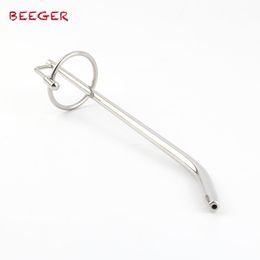BEEGER Bender Cum Thru Urethral Wand, Male Sounding Toy with Attached Glans Ring and Curved Shaft for Intense play