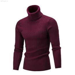 Men Solid Sweater Autumn And Winter Adults Long Sleeves High Collar Sweaters Male England Style Skinny Sweater M-3XL L220801