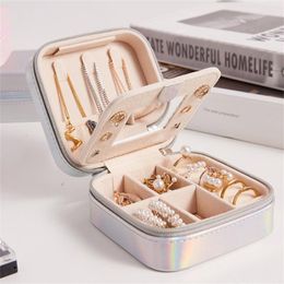 Jewelry Pouches Bags Waterproof Box Small Mini Ear Studs Lipstick Rings Bracelets Storage Organizer Built-In Mirror Desktop Rita22