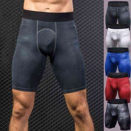 Men's Sports Gym Compression Wear Under Base Layer Shorts Pants Athletic Tights Male Casual Elastic Quick Dry Shorts 5 Colours Y220420