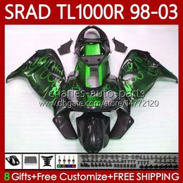 Green flames Bodywork For SUZUKI SRAD TL1000R TL 1000R TL1000 R 98 99 00 2001 2002 2003 Body 118No.161 TL-1000R 98-03 TL-1000 TL 1000 R 1998 1999 2000 01 02 03 OEM Fairing Kit
