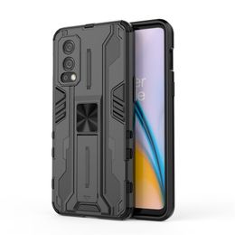 Magnetic Kickstand Armor Shockproof Cases For OnePlus Nord 2 5G N200 5G Lens Protection Soft TPU Bumper Hard PC Back Cover Fundas