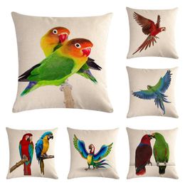 Cushion/Decorative Pillow Cushion Cover Home Sweet Case Cotton Linen Parrot Sofa Bedroom Decorative 45 45cmCushion/Decorative