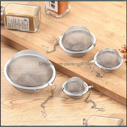 Stainless Steel Sphere Locking Spice Tea Ball Strainer Mesh Infuser Filter Herbal Kitchen Tools Drop Delivery 2021 Coffee Drinkware Kitche