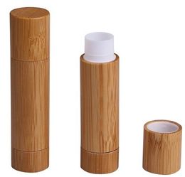 100pcs 5ml Bamboo Professional Cosmetic Lip Balm Container 5g Empty Natural Bamboo Beauty Lipstick Tube