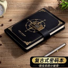 200pages Cipher Book with Lock Diary Notebook Boy Simple Literature and Notebook Creative Notepad School 220401