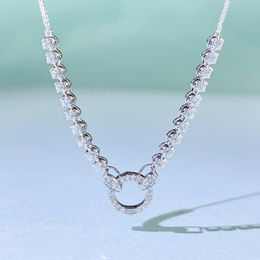 Chains Foydjew Artificial Diamond Necklaces Pendant Buckle High Carbon Luxury Clavicle Chain Necklace Universal JewelryChains