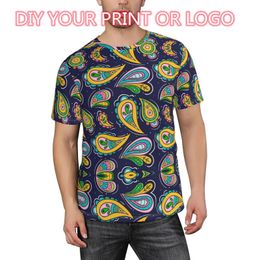 Männer T-Shirts 2022 OEM Custom Design Paisley Bandan Muster Gedruckt Beiläufiger Strand Tragen Rundhals-T-Shirts Bulk Herren T-Shirt