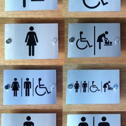 Customise Brushed Aluminium Composite Toilet Informational Signs with Chrome Standoffs 220706