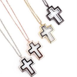 10pcs/lot Mixed Cross Floating Charm Plain Locket Magnetic Living Glass Memory Necklace Jewelry Women Christmas Gifts Pendant Neck220j