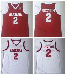 Mens Collin Sexton College Jersey #2 Alabama Crimson Tide Basketball Jerseys Vintage Red Stitched Shirts S-XXL