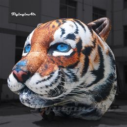 Club Party Decorative Inflatable Tiger Head 5m Animal Mascot Model Air Blow Up Tiger Balloon For Wall Decoration