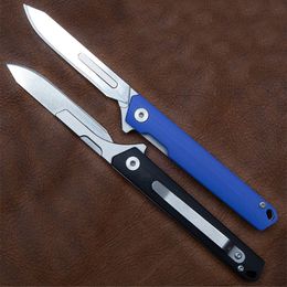 Top Quality Artwork Carving Knife 440C Satin Blade G10 Handle Ball Bearing Flipper Folding Knives K1602