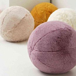 Nordic Velvet Pure Color Round Pillow Morning Ball Home Decor Sofa Art Room Decorative Salon Gallery Floor J220704