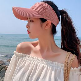 New Visor Caps For Women Casual Hollow Out Breathable Empty Top Hats Spring Summer Outdoor Sports Beach Hat HCS149