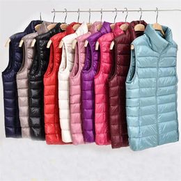 Autumn Winter Women Ultra Light Down Vest White Duck Down Coat Parka Ladies Sleeveless Waistcoat Plus Size 4XL 220801