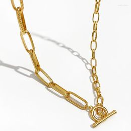 Chains Peri'sBox Gold Colour Mixed PaperClip Chain Necklaces Toggle Clasp Circle For Women Bar Minimalist Necklace JewelryChains Heal22