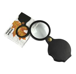 10X Microscope Foldable PU Material Reading Mini Magnifiers Portable Jewelry Loupe Magnifying Glass Lens Pocket Magnifier SN4876