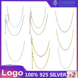 Chains Necklace For Women And Men Silver 925 Sterling Fit Girl Original Fashion Jewelry Gift Adjustable Multi-Size Colorful NecklaceChains