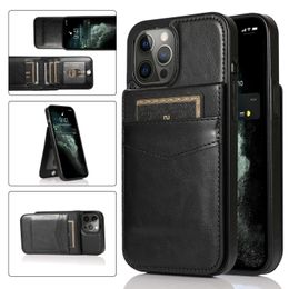 Drop Protection Leather Card Slots Wallet Cases For iPhone 14 Pro Max 13 12 11 XR XS X 8 7 Plus Cards Bag Pocket Stand Phone Cover Funda