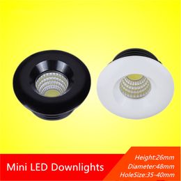 Black/White Dimmable Mini LED Downlights 5W 100V-240V Embedded Jewellery Display Ceiling Recessed Cabinet Spot Lamp