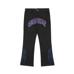 colorful trousers Australia - Colorful Letter Ankle Print Straight Casual Mens Pants Oversized Straight High Street Loose Retro Trousers