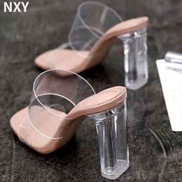 Sandalen Sommerfrauen Pumpen Sandalen PVC Jelly Pantoffeln Offene Toe High Heels transparente Perspexschuhe sehr klar 220623