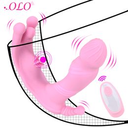 OLO 2 Type 7 Modes Wearable Panty Dildo Vibrator sexy Toys for Women Vaginal Clitoral Anal Stimulator Erotic Toy