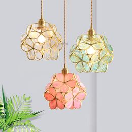 Pendant Lamps Modern LED Glass Lights Nordic Living Room Hanging Ceiling Bedroom Lustre Flower Suspension Light FixturesPendant