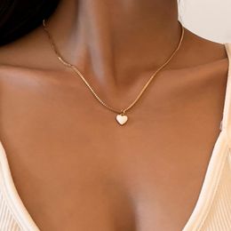 Chains Ingemark Simple Little Peach Heart Pendant Choker Necklace For Women Exquisite Clavicle Chain Necklaces Bijoux Collares JewelryChains