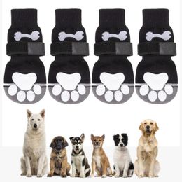 Dog Apparel 4Pcs Cute Cotton Socks Double Side Anti-slip Grip Warm Pet Covers With Adjustable Straps Breathable PrDog ApparelDog