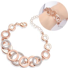 Trendy Rhinestone Chain Link Bracelets For Women Rose Gold Silvery Circles Bangle Designer Brand Cable Wire Vintage Cuban Curb Fashion Jewelry