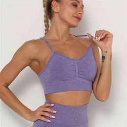 Women fitness bra Bralette Tops solid Tight Push Up Bra Strap Running Shockproof Bras For Women 210326