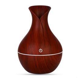 Essential humidifier aroma oil diffuser Wood Grain ultra wood air USB cool mini mist maker LED lights home 130ml Y200111