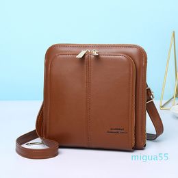 Small Shoulder Bags For Women Double Layer PU Leather Crossbody Messenger Bag With Logo Zipper Cell Phone Bags Purses