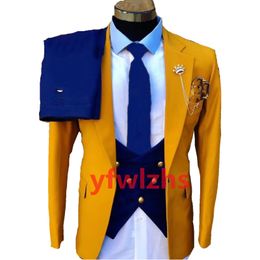 Customise tuxedo One Button Handsome Notch Lapel Groom Tuxedos Men Suits Wedding/Prom/Dinner Man Blazer(Jacket+Pants+Tie+Vest) W1053