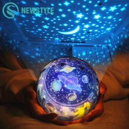 Gezegen Magic Projector Night Light Earth Universe Led Lamba Renkli Döner Yanıp Sönen Yıldızlı Gökyüzü Projektör Çocuk Bebek Noel Hediyesi 201028