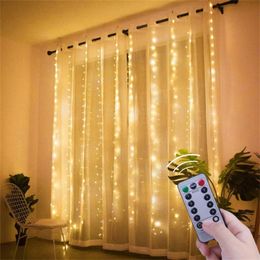 Strings LED Curtain Garland On The Window USB Christmas Lights Fairy Year Decorations WaterfallLED