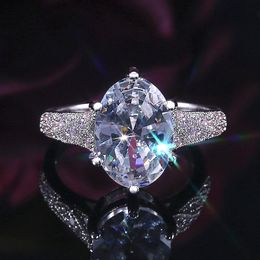 Wedding Rings Luxury Big Oval CZ Stone For Women Full Cubic Zirconia Engagement Female Fashion Jewellery AnelWedding