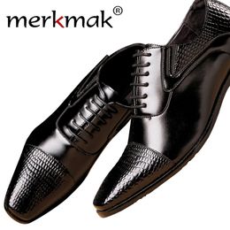 Merkmak Men Shoes Top Quality Oxfords Men Genuine Leather Dress Shoes Business Formal Shoes Men Plus Size Wedding Party Y200420